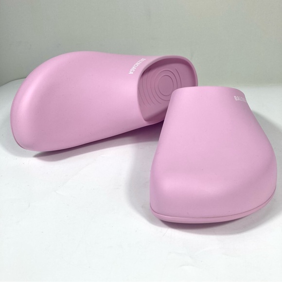 Balenciaga Pool Logo Closed Slides Clogs Pink Women Size 10 US NEW Matte Finish - Picture 7 of 14